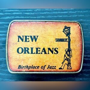 Rare Vintage New Orleans ‘Birthplace of Jazz’ Leather/Metal Belt Buckle